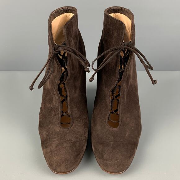 CHRISTIAN LOUBOUTIN Size 10 Brown Suede Wedge Boots - Picture 4 of 8